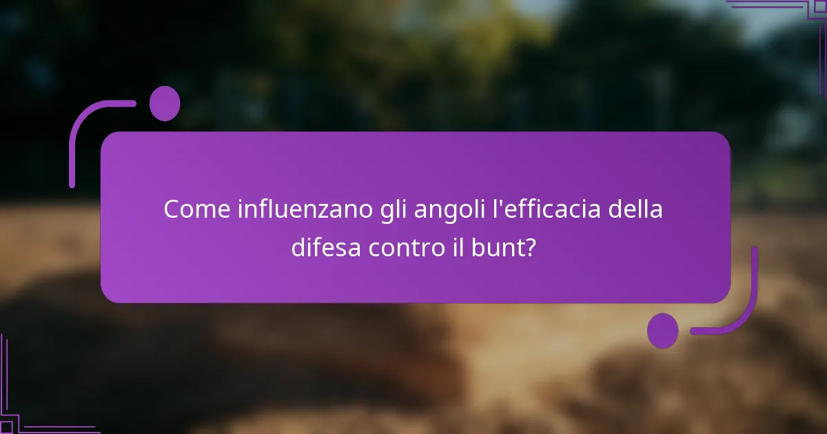 Come influenzano gli angoli l'efficacia della difesa contro il bunt?