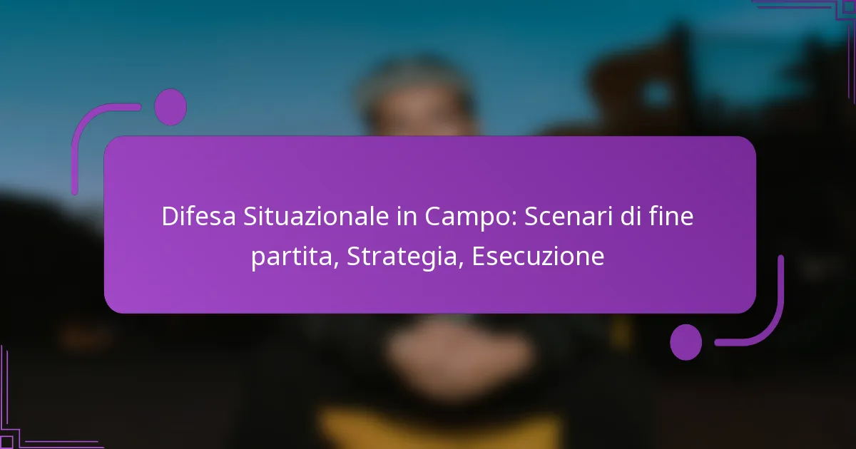 Difesa Situazionale in Campo: Scenari di fine partita, Strategia, Esecuzione
