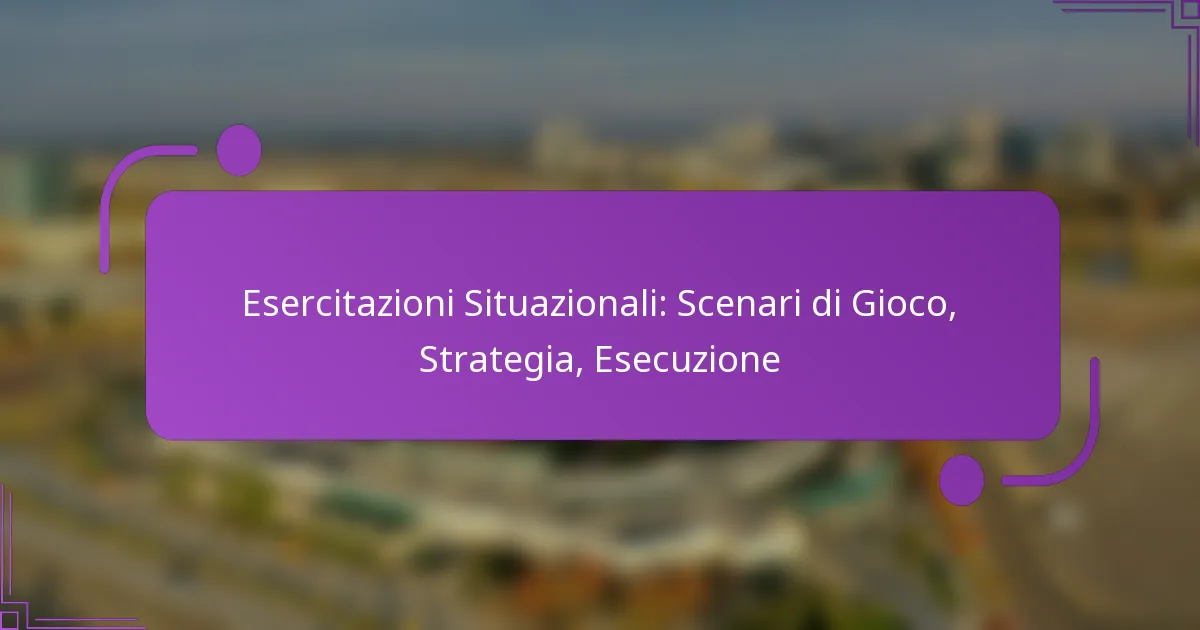 Esercitazioni Situazionali: Scenari di Gioco, Strategia, Esecuzione