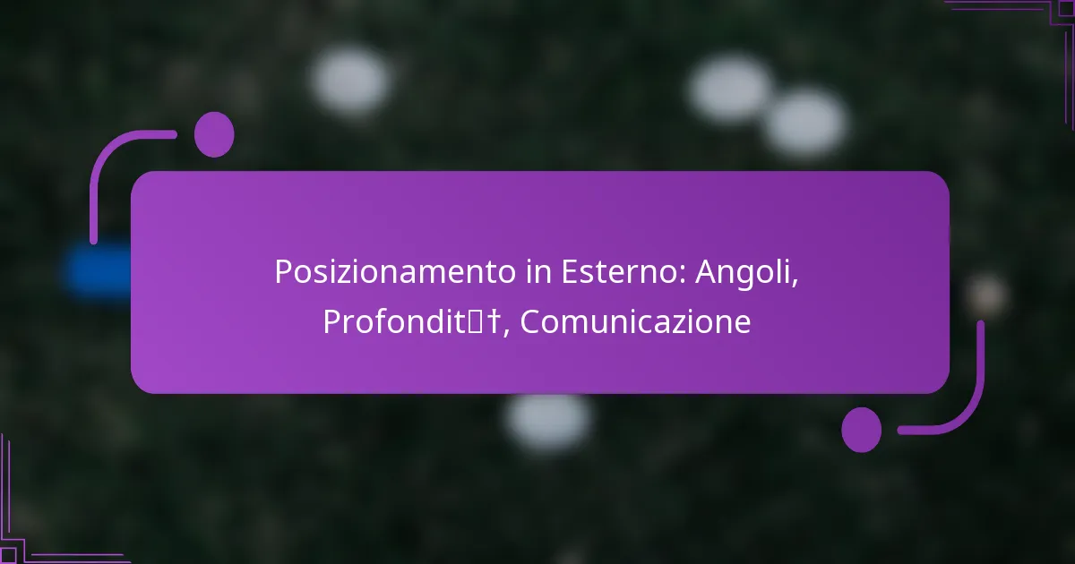 Posizionamento in Esterno: Angoli, Profondità, Comunicazione