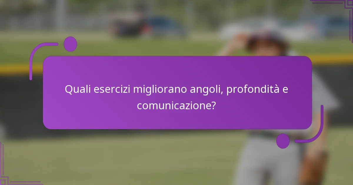 Quali esercizi migliorano angoli, profondità e comunicazione?