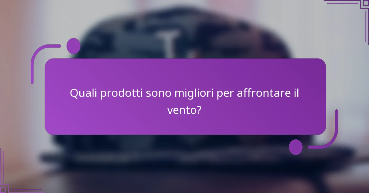 Quali prodotti sono migliori per affrontare il vento?