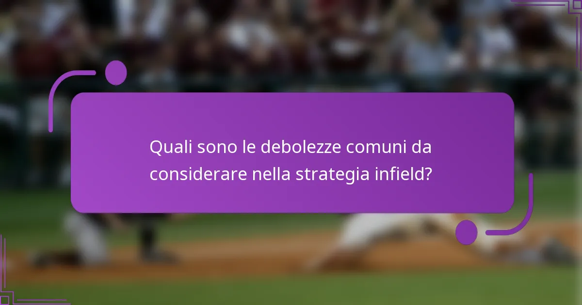 Quali sono le debolezze comuni da considerare nella strategia infield?